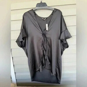 Victorias Secrets Satin Flounce Sleeve Kimono Love Graphic One Size